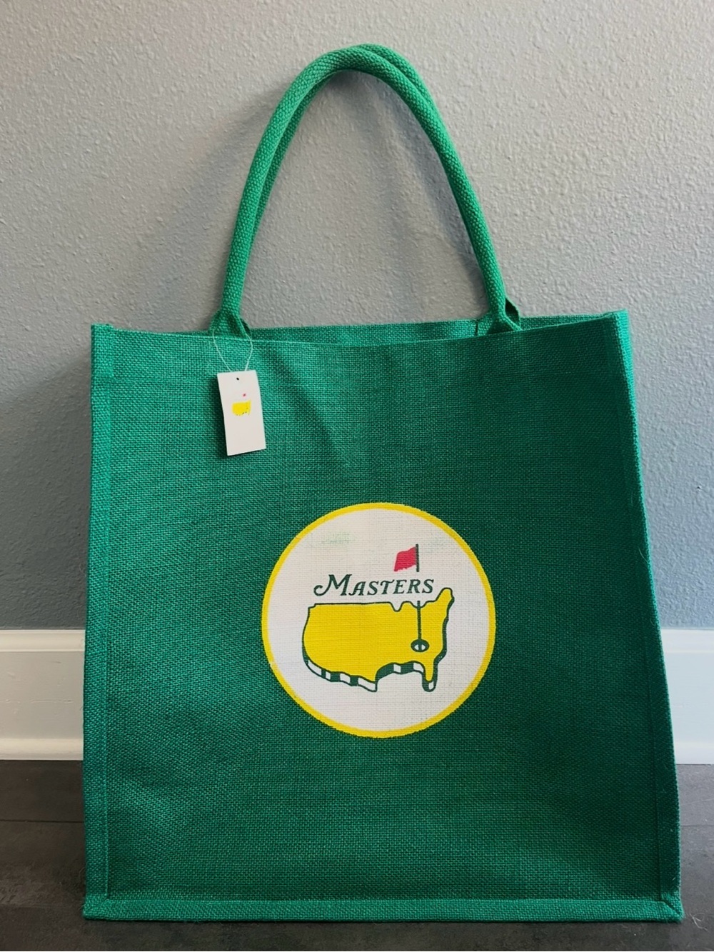 Masters Golf Jute Tote Bag Green Logo Augusta National NWT